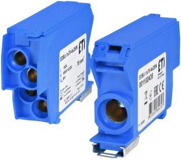 Блок розподільчий EDBJ-1x70-4x25/N (192A, 1000V AC/1500V DC, IN: 1x70, OUT: 4x25, синій) 1102435 фото