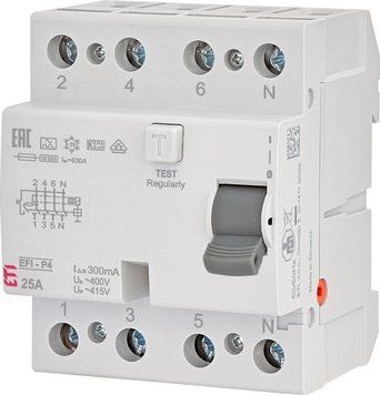 Реле диференційне (ПЗВ) 4р EFI6-P4 40/0,03 тип A (6kA) 2061662 фото
