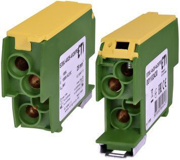 Блок розподільчий EDBJ-4x25-4x25/PE (100A, 1000V AC/1500V DC, IN: 4x25, OUT: 4x25, жовт.-зел.) 1102430 фото