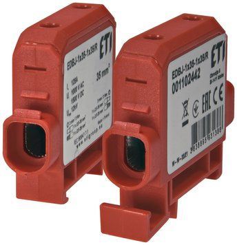 Ввідна силова клема EDBJ-1x35-1x35/R (125A, 1000V AC/1500V DC, IN: 1x35, OUT: 1x35, червона) 1102442 фото