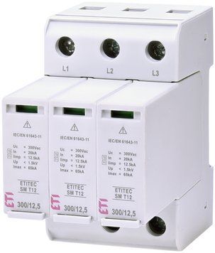 Обмежувач перенапруги ETITEC SM T12 300/12,5 (3+0, 3p, TNC) 2440544 фото