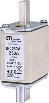Запобіжник NH-00 DC 250A 250V (з бойком) 4110138 фото