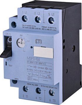 Авт. вимикач захисту двигуна MSP0-0,6 (0,12-0,18 kW, 0.4-0.6A) 4646618 фото