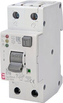 Диф. автоматичний вимикач KZS-2M2p EDI C 10/0,03 тип A (10kA) (нижнє підключ.) 2172412 фото