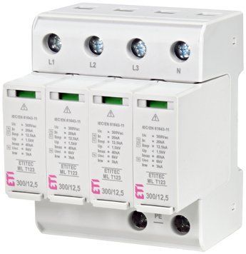 Обмежувач перенапруги ETITEC ML T123 300/12,5 (4+0, 4p, TNC-S) 2440667 фото
