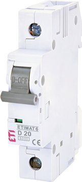 Автоматичний вимикач ETIMAT 6 1p D 20A (6kA) 2161517 фото