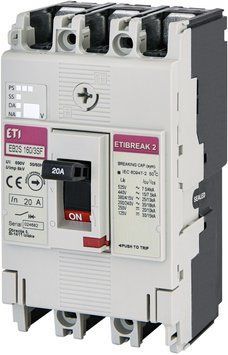 Авт. вимикач EB2S 160/3SF 20A (25kA, фікс./фікс.) 3P 4671828 фото