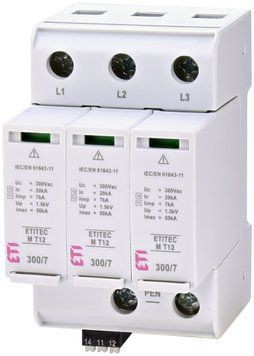 Обмежувач перенапруги ETITEC M T12 300/7 (3+0, 3p, TNC) RC 2440505 фото