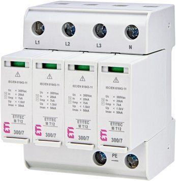 Обмежувач перенапруги ETITEC M T12 300/7 (4+0, 4p, TNC-S) 2440506 фото