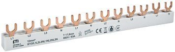 Шина живлення IZ 10/L1L2L3N-L1NL2NL3N (10мм2, 3P+N, 0.21м, Fork, 12mod.) 2921275 фото
