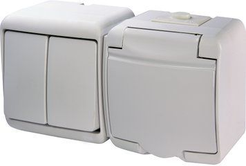 Мікс гориз.: 2-кл.вим.+ 1-на розетка з з/к VRHH-2s (біла/біла кришка) 4668033 фото