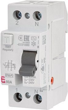 Реле диференційне (ПЗВ) 2р EFI6-P2 80/0,03 тип AC (6kA) 2061254 фото